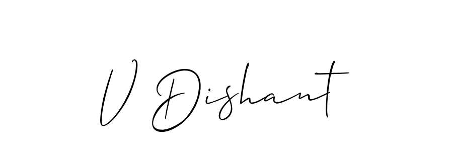 Also we have V Dishant name is the best signature style. Create professional handwritten signature collection using Allison_Script autograph style. V Dishant signature style 2 images and pictures png