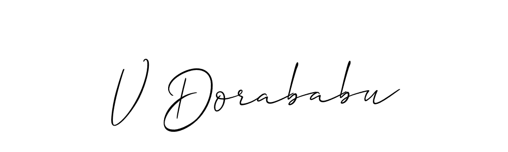 if you are searching for the best signature style for your name V Dorababu. so please give up your signature search. here we have designed multiple signature styles  using Allison_Script. V Dorababu signature style 2 images and pictures png