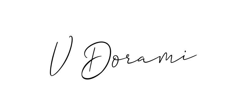 if you are searching for the best signature style for your name V Dorami. so please give up your signature search. here we have designed multiple signature styles  using Allison_Script. V Dorami signature style 2 images and pictures png