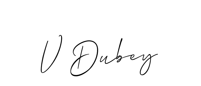 It looks lik you need a new signature style for name V Dubey. Design unique handwritten (Allison_Script) signature with our free signature maker in just a few clicks. V Dubey signature style 2 images and pictures png