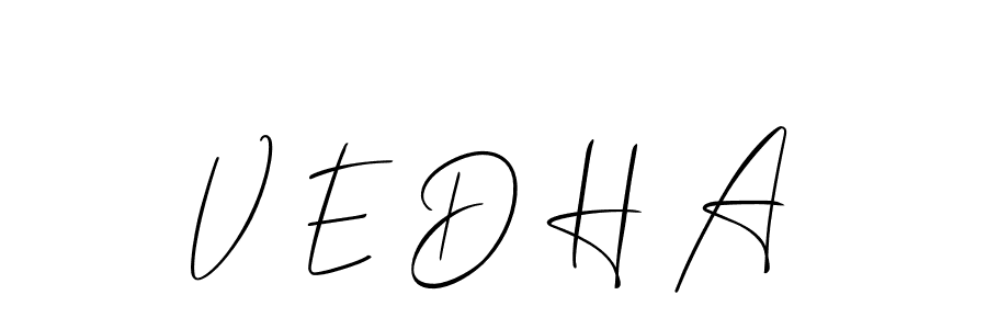 V E D H A stylish signature style. Best Handwritten Sign (Allison_Script) for my name. Handwritten Signature Collection Ideas for my name V E D H A. V E D H A signature style 2 images and pictures png