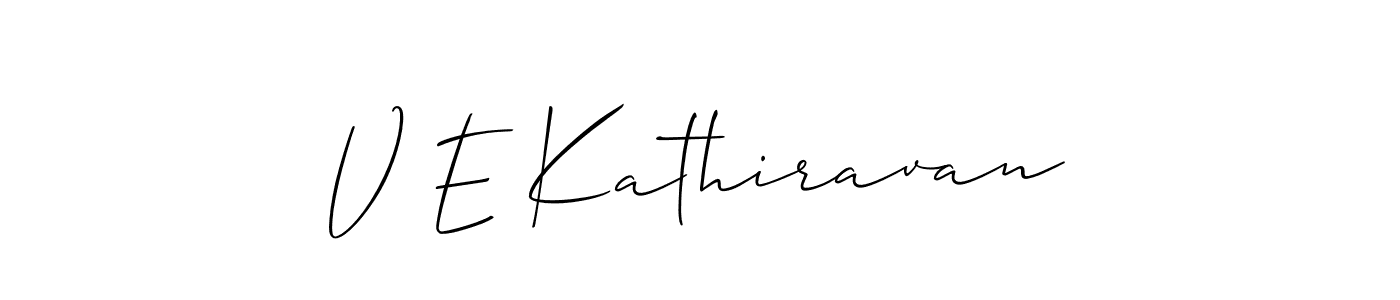 Make a beautiful signature design for name V E Kathiravan. With this signature (Allison_Script) style, you can create a handwritten signature for free. V E Kathiravan signature style 2 images and pictures png