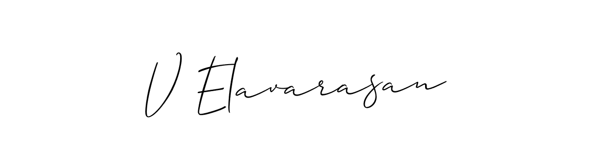 Allison_Script is a professional signature style that is perfect for those who want to add a touch of class to their signature. It is also a great choice for those who want to make their signature more unique. Get V Elavarasan name to fancy signature for free. V Elavarasan signature style 2 images and pictures png