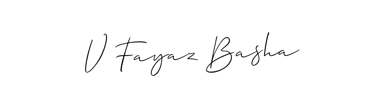 Make a short V Fayaz Basha signature style. Manage your documents anywhere anytime using Allison_Script. Create and add eSignatures, submit forms, share and send files easily. V Fayaz Basha signature style 2 images and pictures png