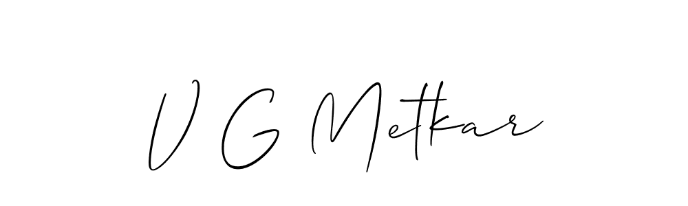 Use a signature maker to create a handwritten signature online. With this signature software, you can design (Allison_Script) your own signature for name V G Metkar. V G Metkar signature style 2 images and pictures png
