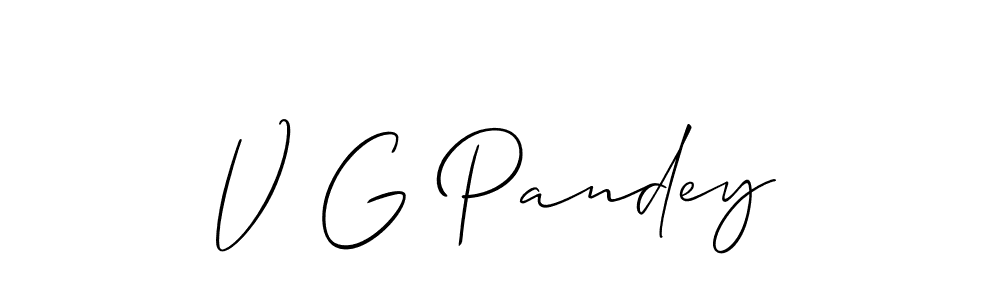 How to make V G Pandey name signature. Use Allison_Script style for creating short signs online. This is the latest handwritten sign. V G Pandey signature style 2 images and pictures png