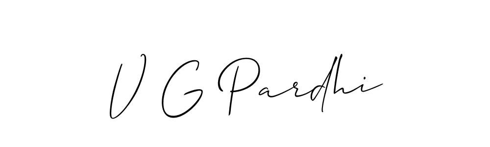 Allison_Script is a professional signature style that is perfect for those who want to add a touch of class to their signature. It is also a great choice for those who want to make their signature more unique. Get V G Pardhi name to fancy signature for free. V G Pardhi signature style 2 images and pictures png