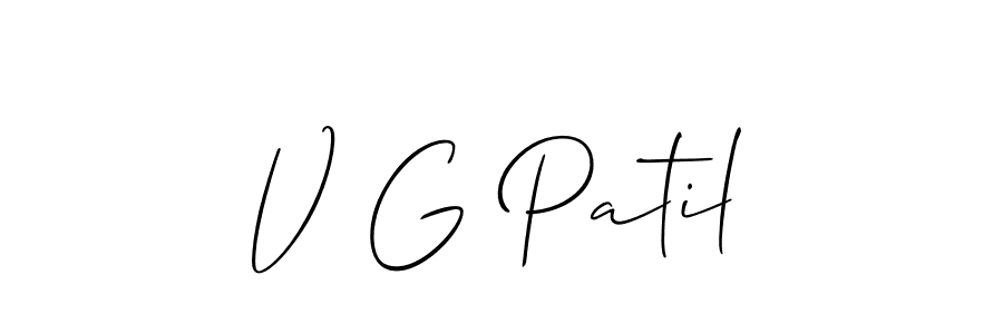 How to make V G Patil name signature. Use Allison_Script style for creating short signs online. This is the latest handwritten sign. V G Patil signature style 2 images and pictures png