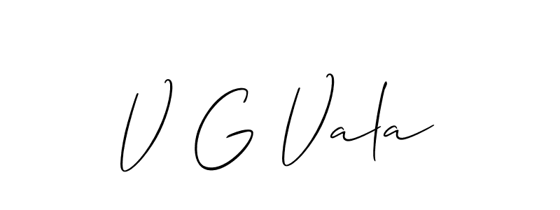 How to make V G Vala name signature. Use Allison_Script style for creating short signs online. This is the latest handwritten sign. V G Vala signature style 2 images and pictures png