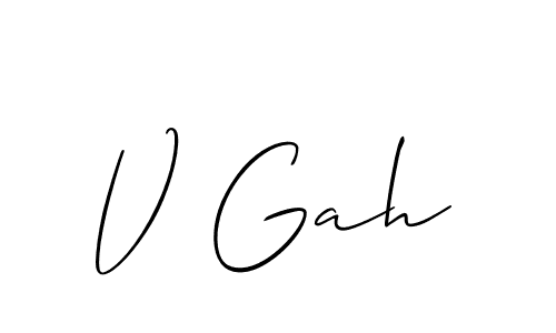 It looks lik you need a new signature style for name V Gah. Design unique handwritten (Allison_Script) signature with our free signature maker in just a few clicks. V Gah signature style 2 images and pictures png