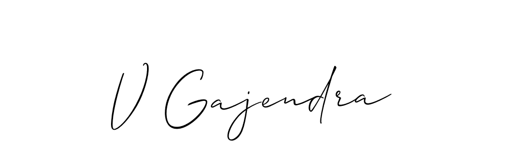 if you are searching for the best signature style for your name V Gajendra. so please give up your signature search. here we have designed multiple signature styles  using Allison_Script. V Gajendra signature style 2 images and pictures png