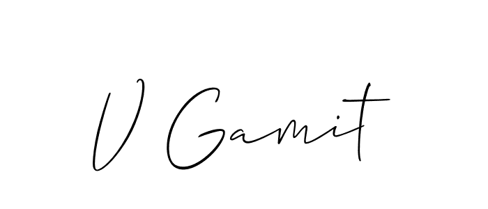 Make a short V Gamit signature style. Manage your documents anywhere anytime using Allison_Script. Create and add eSignatures, submit forms, share and send files easily. V Gamit signature style 2 images and pictures png