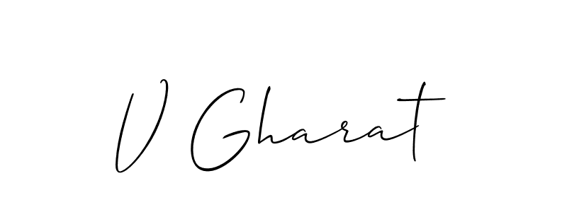 Also You can easily find your signature by using the search form. We will create V Gharat name handwritten signature images for you free of cost using Allison_Script sign style. V Gharat signature style 2 images and pictures png
