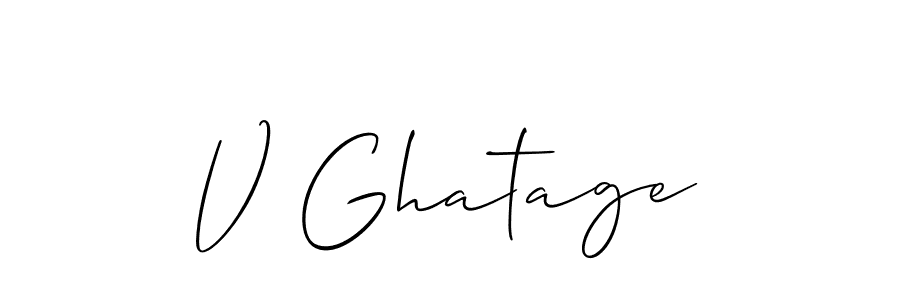 Also we have V Ghatage name is the best signature style. Create professional handwritten signature collection using Allison_Script autograph style. V Ghatage signature style 2 images and pictures png