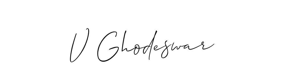 How to make V Ghodeswar signature? Allison_Script is a professional autograph style. Create handwritten signature for V Ghodeswar name. V Ghodeswar signature style 2 images and pictures png