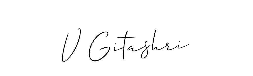 Similarly Allison_Script is the best handwritten signature design. Signature creator online .You can use it as an online autograph creator for name V Gitashri. V Gitashri signature style 2 images and pictures png