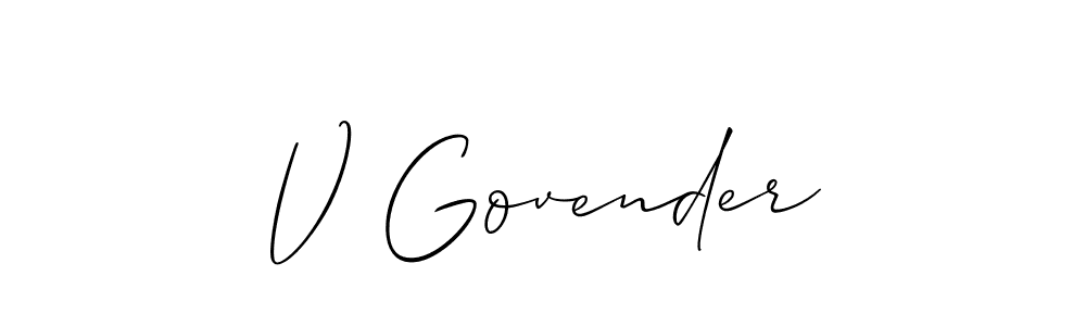 Create a beautiful signature design for name V Govender. With this signature (Allison_Script) fonts, you can make a handwritten signature for free. V Govender signature style 2 images and pictures png
