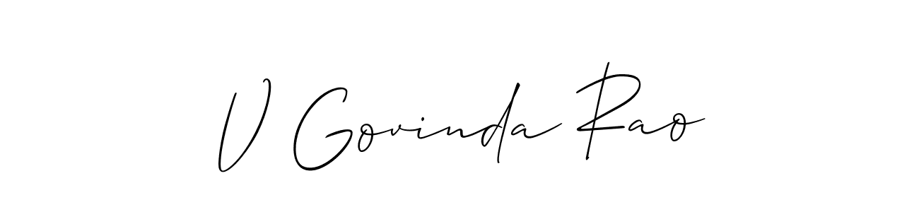 Make a beautiful signature design for name V Govinda Rao. With this signature (Allison_Script) style, you can create a handwritten signature for free. V Govinda Rao signature style 2 images and pictures png