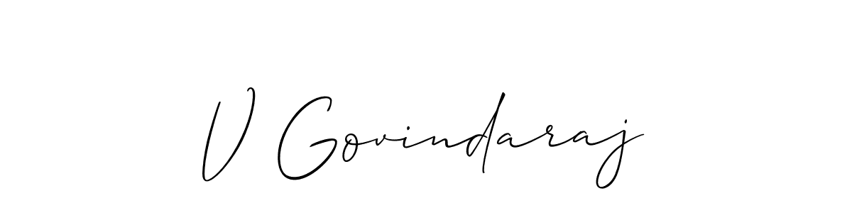 Also we have V Govindaraj name is the best signature style. Create professional handwritten signature collection using Allison_Script autograph style. V Govindaraj signature style 2 images and pictures png