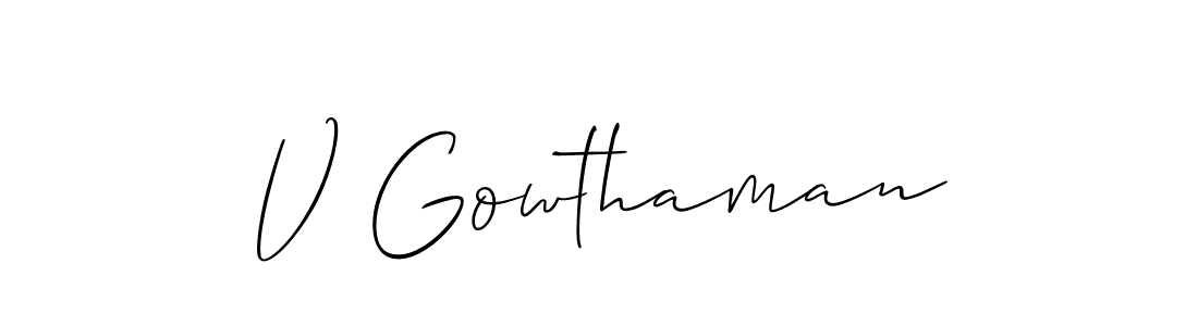 Allison_Script is a professional signature style that is perfect for those who want to add a touch of class to their signature. It is also a great choice for those who want to make their signature more unique. Get V Gowthaman name to fancy signature for free. V Gowthaman signature style 2 images and pictures png