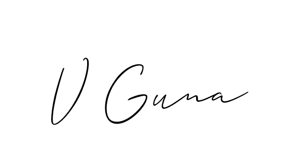 How to make V Guna name signature. Use Allison_Script style for creating short signs online. This is the latest handwritten sign. V Guna signature style 2 images and pictures png