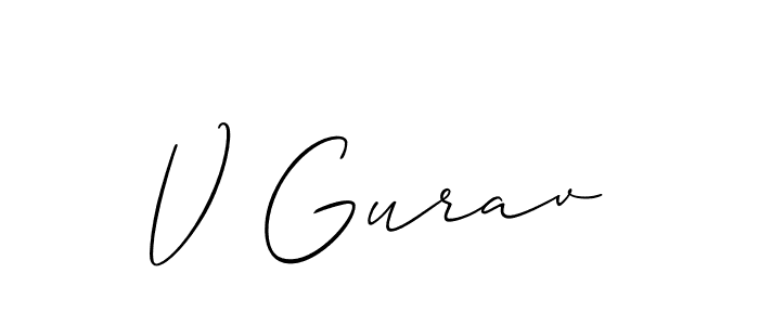 Also You can easily find your signature by using the search form. We will create V Gurav name handwritten signature images for you free of cost using Allison_Script sign style. V Gurav signature style 2 images and pictures png