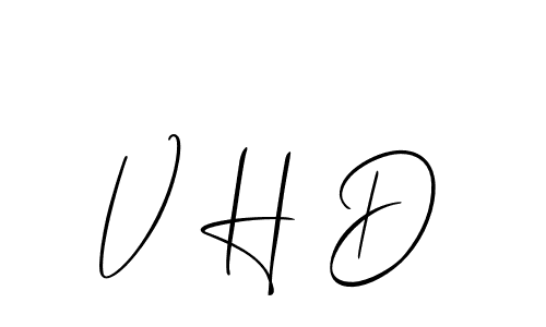 Make a beautiful signature design for name V H D. With this signature (Allison_Script) style, you can create a handwritten signature for free. V H D signature style 2 images and pictures png