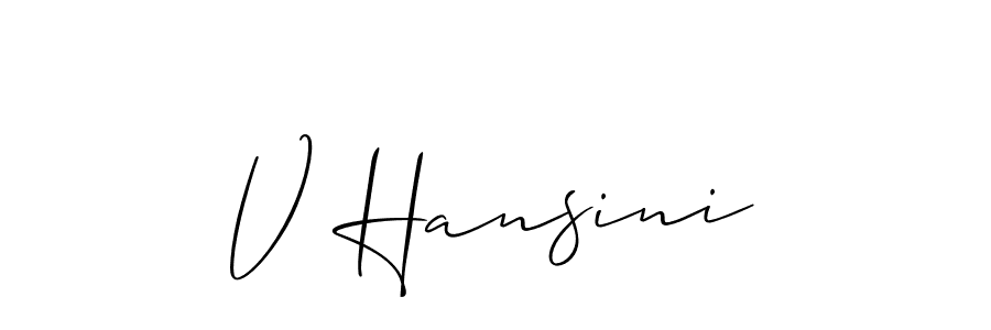 Also we have V Hansini name is the best signature style. Create professional handwritten signature collection using Allison_Script autograph style. V Hansini signature style 2 images and pictures png