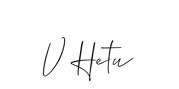 Make a short V Hetu signature style. Manage your documents anywhere anytime using Allison_Script. Create and add eSignatures, submit forms, share and send files easily. V Hetu signature style 2 images and pictures png