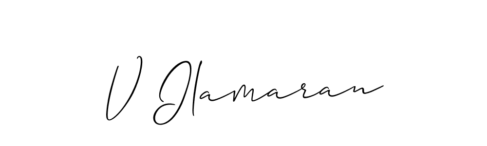 How to make V Ilamaran signature? Allison_Script is a professional autograph style. Create handwritten signature for V Ilamaran name. V Ilamaran signature style 2 images and pictures png