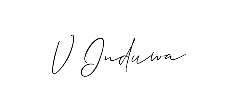 Allison_Script is a professional signature style that is perfect for those who want to add a touch of class to their signature. It is also a great choice for those who want to make their signature more unique. Get V Induwa name to fancy signature for free. V Induwa signature style 2 images and pictures png