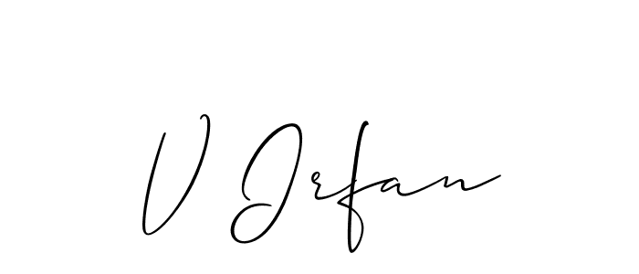 How to make V Irfan name signature. Use Allison_Script style for creating short signs online. This is the latest handwritten sign. V Irfan signature style 2 images and pictures png