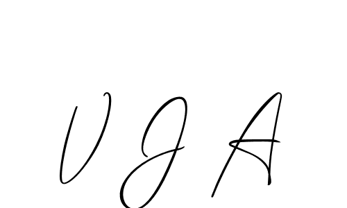 Make a beautiful signature design for name V J A. With this signature (Allison_Script) style, you can create a handwritten signature for free. V J A signature style 2 images and pictures png