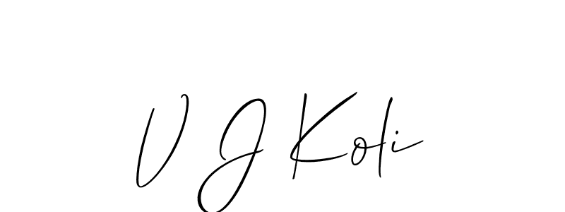 Also You can easily find your signature by using the search form. We will create V J Koli name handwritten signature images for you free of cost using Allison_Script sign style. V J Koli signature style 2 images and pictures png