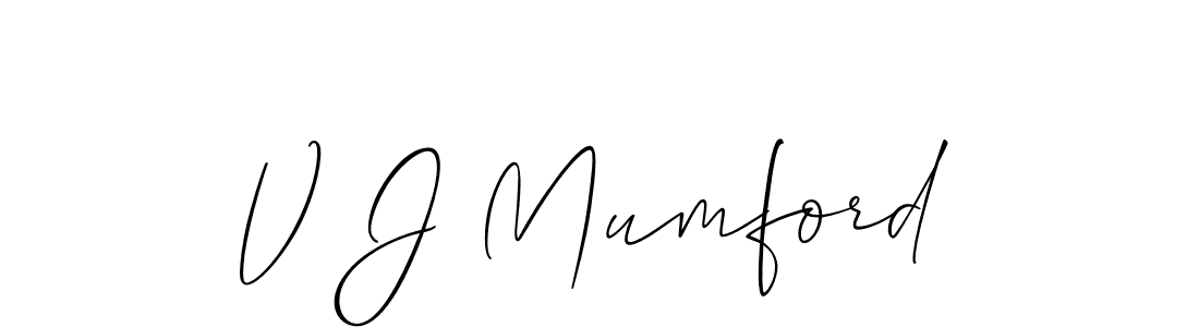 How to make V J Mumford name signature. Use Allison_Script style for creating short signs online. This is the latest handwritten sign. V J Mumford signature style 2 images and pictures png