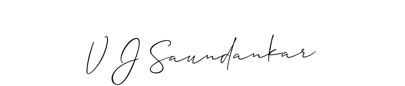 Make a short V J Saundankar signature style. Manage your documents anywhere anytime using Allison_Script. Create and add eSignatures, submit forms, share and send files easily. V J Saundankar signature style 2 images and pictures png