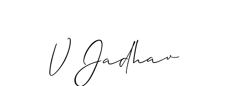 This is the best signature style for the V Jadhav name. Also you like these signature font (Allison_Script). Mix name signature. V Jadhav signature style 2 images and pictures png