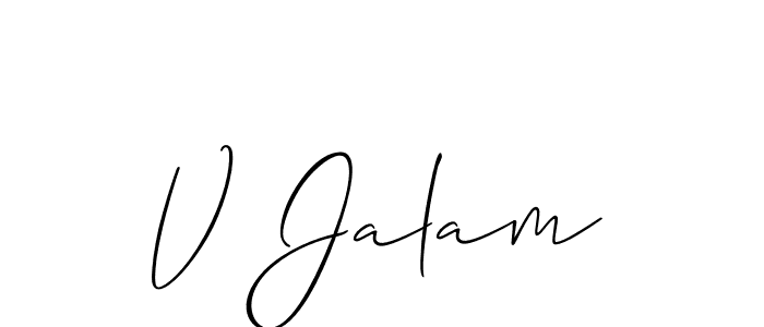 Make a beautiful signature design for name V Jalam. With this signature (Allison_Script) style, you can create a handwritten signature for free. V Jalam signature style 2 images and pictures png