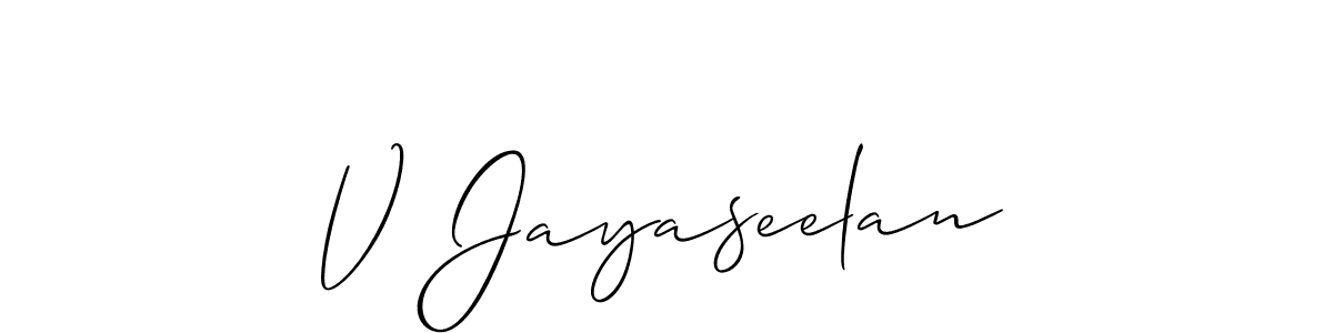 Create a beautiful signature design for name V Jayaseelan. With this signature (Allison_Script) fonts, you can make a handwritten signature for free. V Jayaseelan signature style 2 images and pictures png