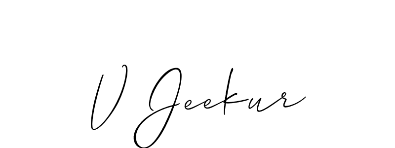 if you are searching for the best signature style for your name V Jeekur. so please give up your signature search. here we have designed multiple signature styles  using Allison_Script. V Jeekur signature style 2 images and pictures png