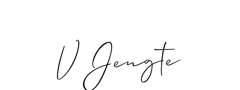 Make a beautiful signature design for name V Jengte. With this signature (Allison_Script) style, you can create a handwritten signature for free. V Jengte signature style 2 images and pictures png
