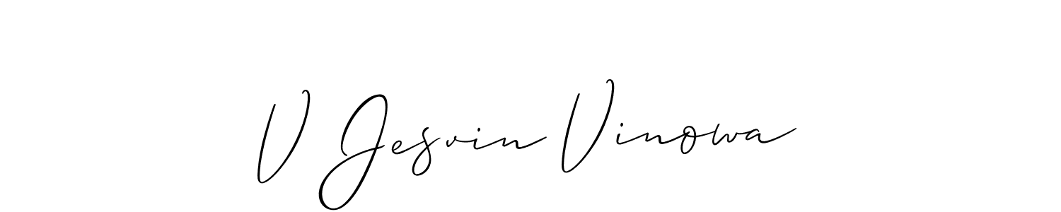 Also You can easily find your signature by using the search form. We will create V Jesvin Vinowa name handwritten signature images for you free of cost using Allison_Script sign style. V Jesvin Vinowa signature style 2 images and pictures png