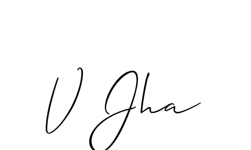 Make a beautiful signature design for name V Jha. With this signature (Allison_Script) style, you can create a handwritten signature for free. V Jha signature style 2 images and pictures png