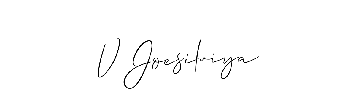 Also You can easily find your signature by using the search form. We will create V Joesilviya name handwritten signature images for you free of cost using Allison_Script sign style. V Joesilviya signature style 2 images and pictures png