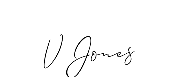 Make a beautiful signature design for name V Jones. With this signature (Allison_Script) style, you can create a handwritten signature for free. V Jones signature style 2 images and pictures png