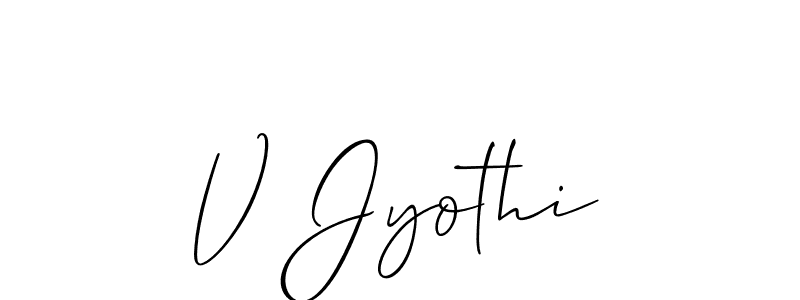 if you are searching for the best signature style for your name V Jyothi. so please give up your signature search. here we have designed multiple signature styles  using Allison_Script. V Jyothi signature style 2 images and pictures png