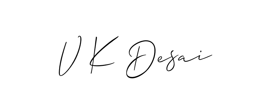 Similarly Allison_Script is the best handwritten signature design. Signature creator online .You can use it as an online autograph creator for name V K Desai. V K Desai signature style 2 images and pictures png