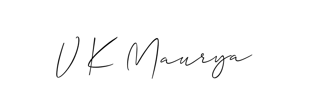 Also we have V K Maurya name is the best signature style. Create professional handwritten signature collection using Allison_Script autograph style. V K Maurya signature style 2 images and pictures png