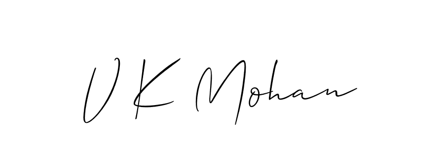 Design your own signature with our free online signature maker. With this signature software, you can create a handwritten (Allison_Script) signature for name V K Mohan. V K Mohan signature style 2 images and pictures png