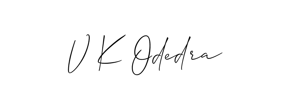 You should practise on your own different ways (Allison_Script) to write your name (V K Odedra) in signature. don't let someone else do it for you. V K Odedra signature style 2 images and pictures png